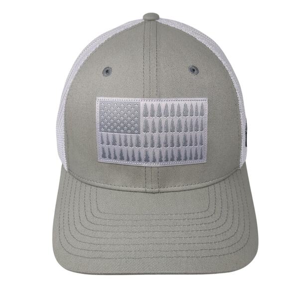 Columbia Tree USA Flag Fitted Trucker Hat Green One Size Mesh Back - Picture 1 of 9